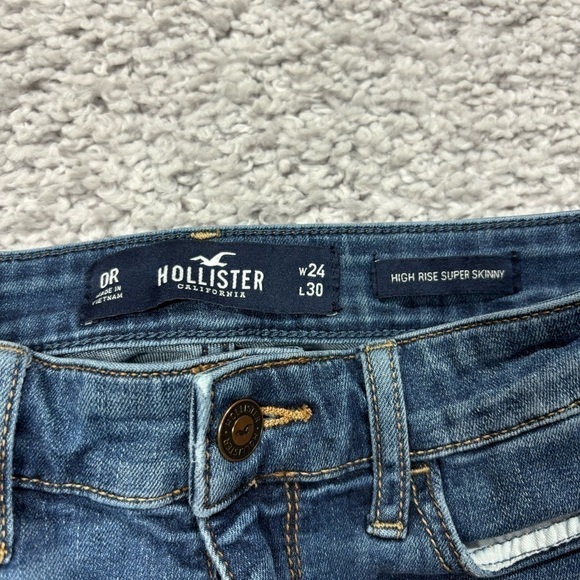 Hollister Jeans Womens 0 High Rise Super Skinny Dark Wash Distressed Holes Party - Picture 2 of 4